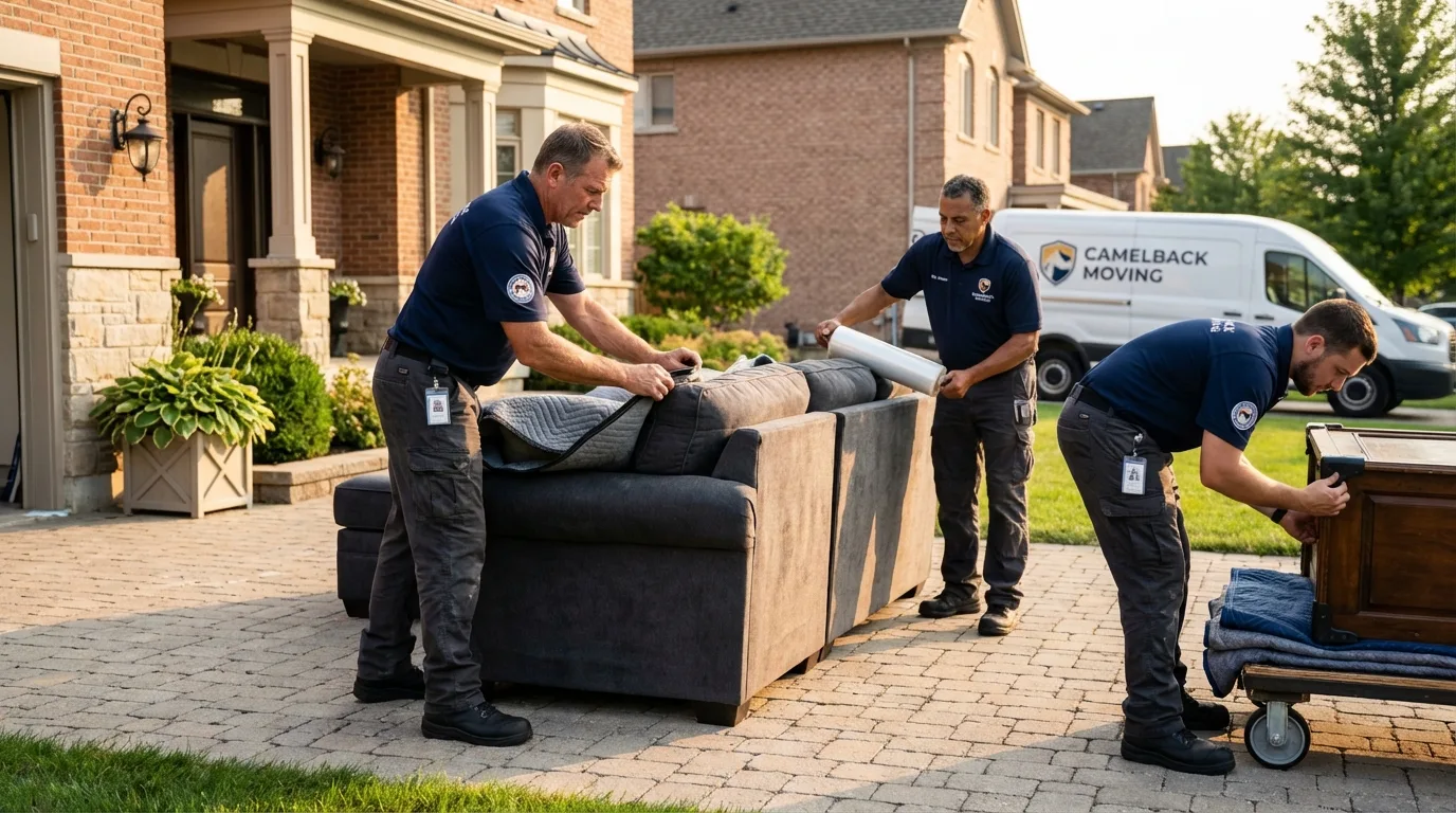 Large estate moving crew wrapping furniture in Shawano, WI