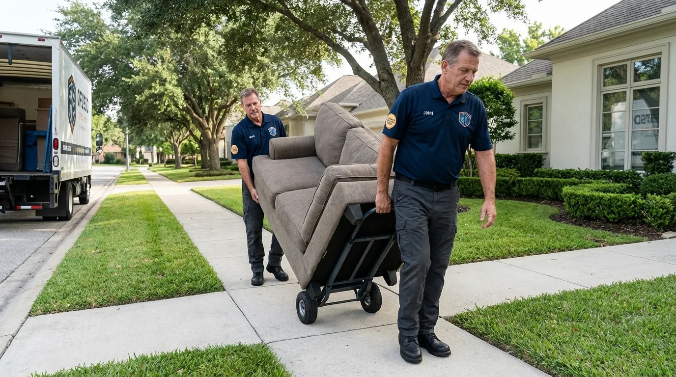 Local residential moving crew loading furniture in Shawano, WI